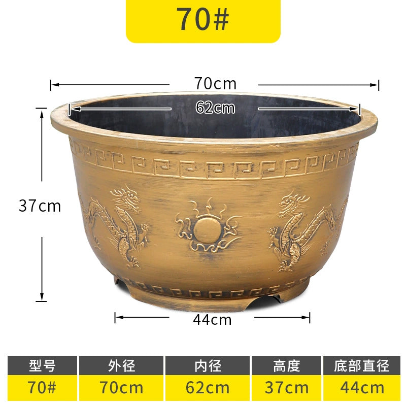 Vintage Resin Flower Pot with Historical Craftsmanship, Outer Diameter 29.5-149cm & Inner Diameter 25-130cm, Retro Planter for Indoor/Outdoor Garden Decoration