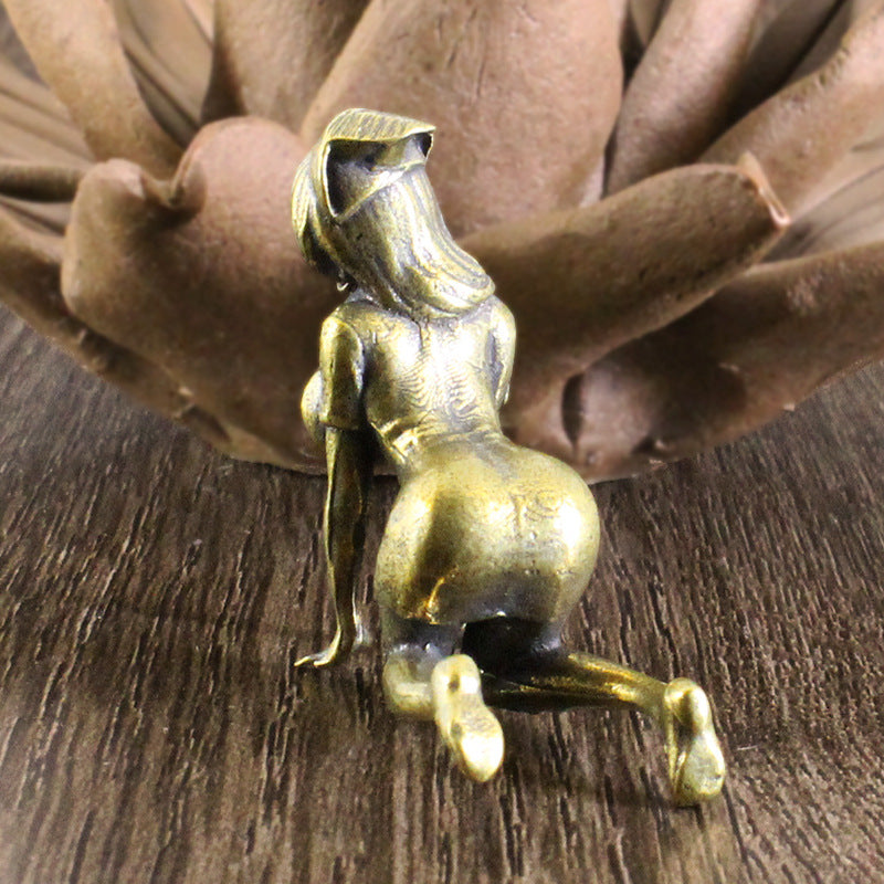 Tiny Kneeling Woman Sculpture, Gold Tone or Silver Tone Mini Figurine for Desks, Shelves, Miniature Scenes and Thoughtful Gifts
