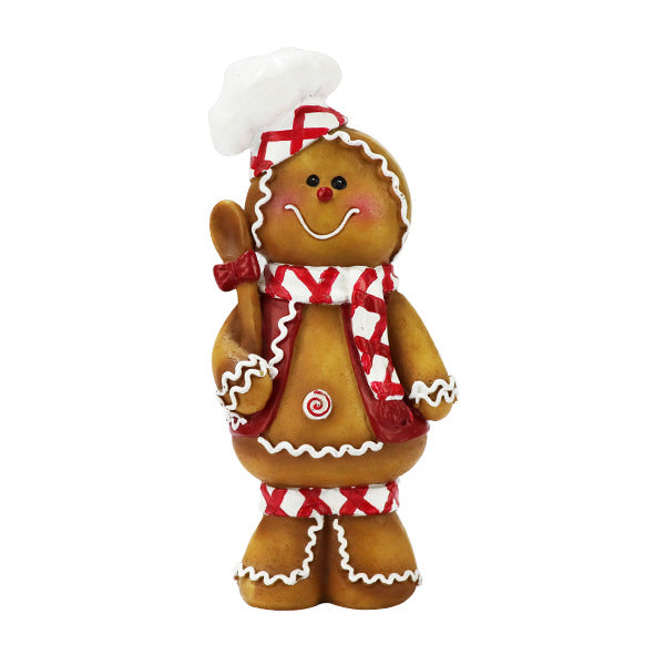 Gingerbread Chef Christmas Figurine, Festive Mini Tabletop Ornament for Desks, Shelves and Holiday Gifts