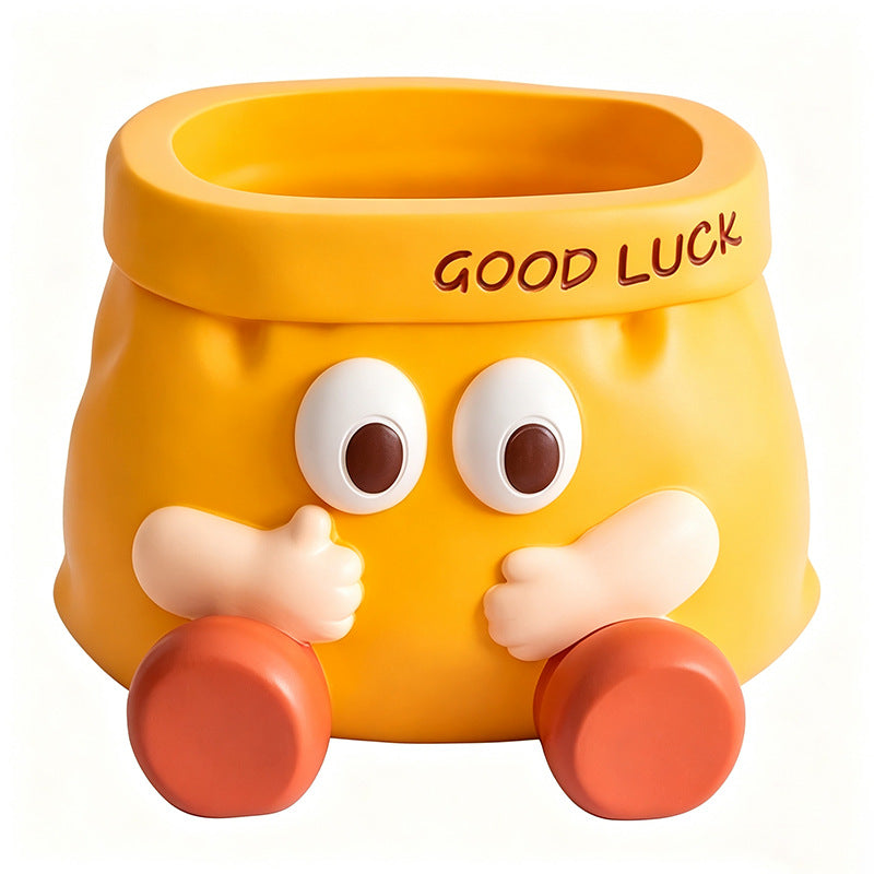 Playful Orange Character Pencil Holder with Divided Compartments, Cute Desk Organizer for Pens, Markers and Art Supplies