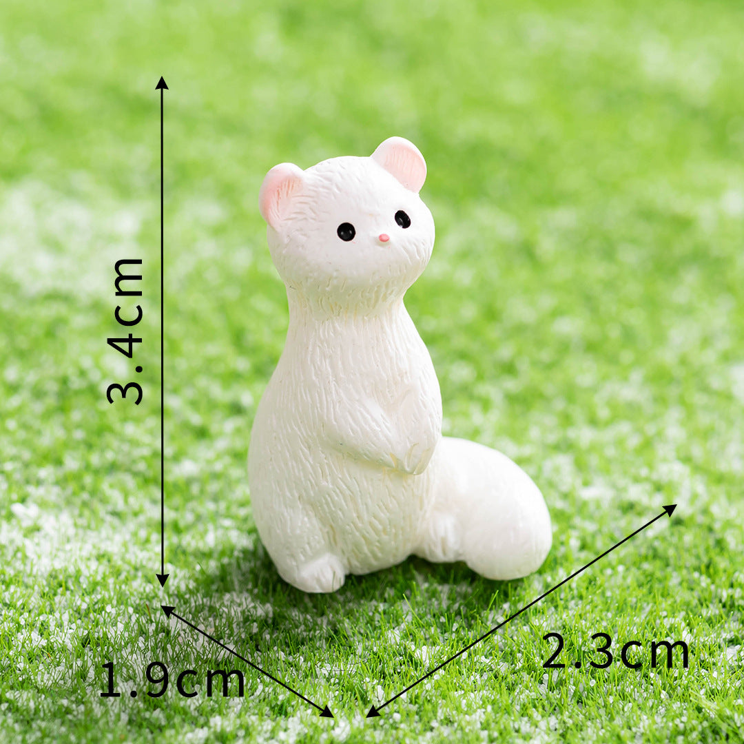 Mini Ferret Figurine in Three Curious Poses, Tiny Animal Accent for Fairy Gardens, Desks, Bookshelves and Nature Lovers