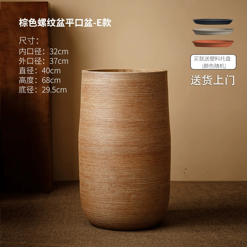 Large caliber ceramic flower pot villa courtyard turtle backed bamboo tree planting green plant vat decoration floor to ceiling large vase