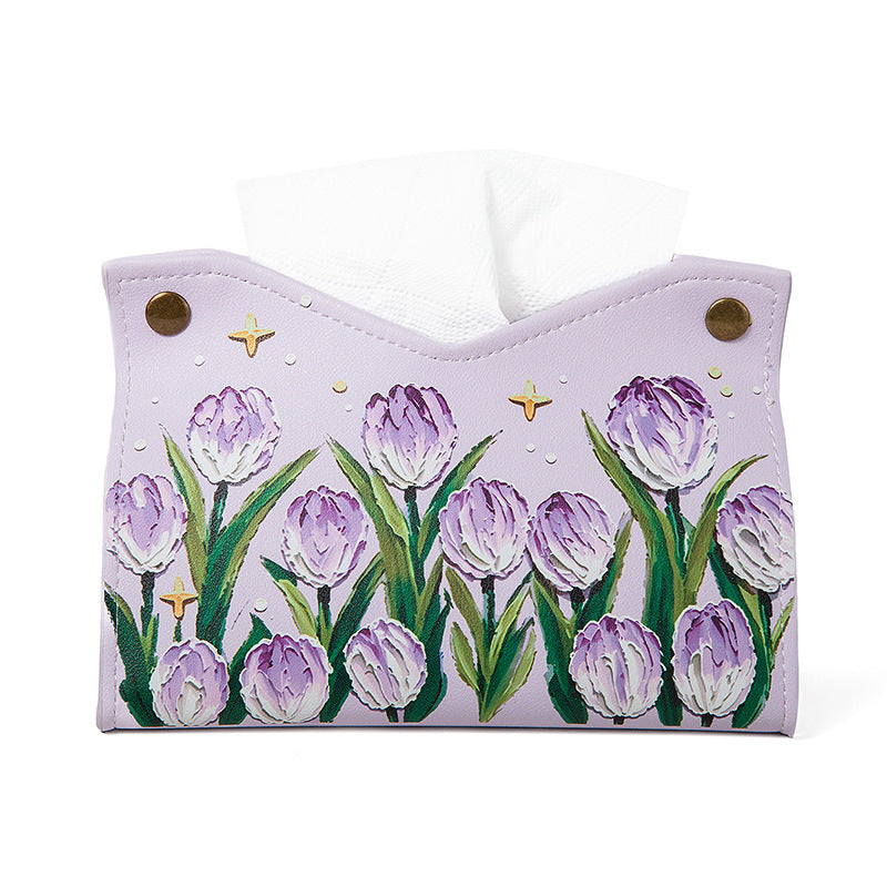 Botanical Print Tissue Box Cover, Soft Floral and Coastal Pattern Tissue Holder for Living Rooms, Bedrooms and Thoughtful Home Decor