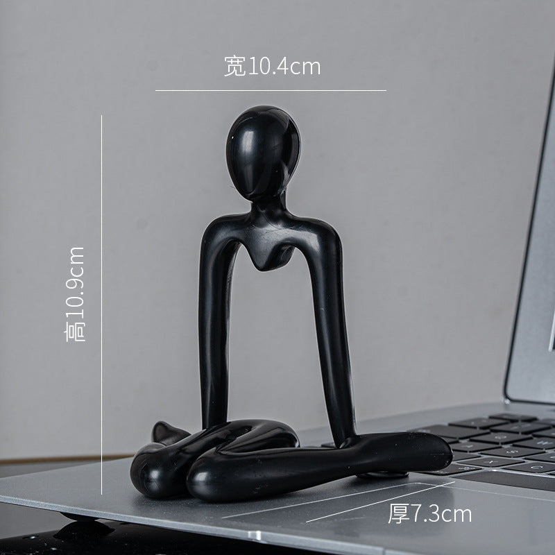 Abstract Thinker Figurine in Four Seated Poses and Four Colors, Modern Mini Sculpture for Desks, Shelves and Creative Gifts