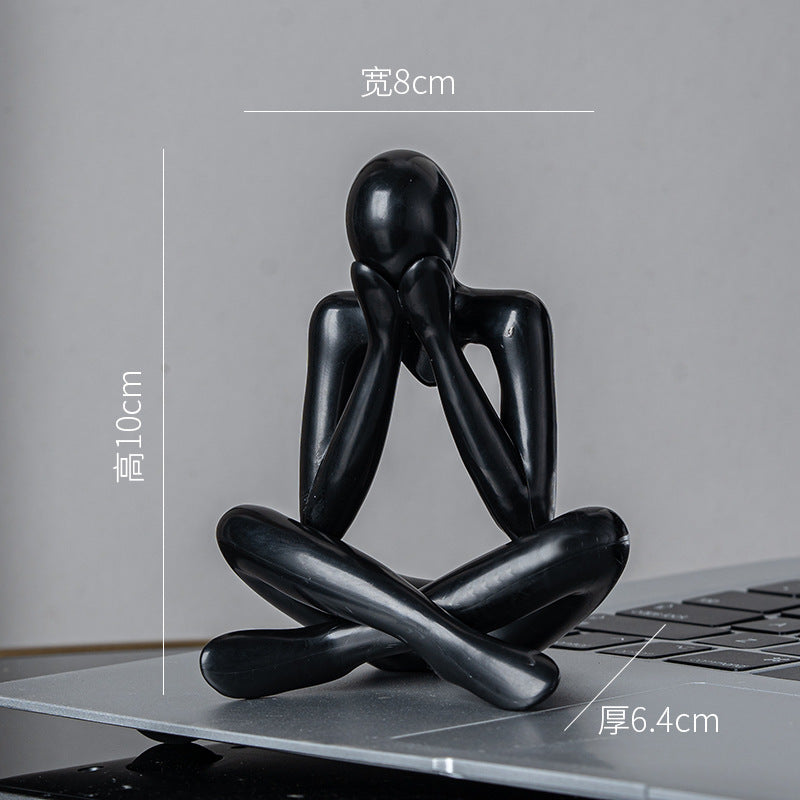 Abstract Thinker Figurine in Four Seated Poses and Four Colors, Modern Mini Sculpture for Desks, Shelves and Creative Gifts