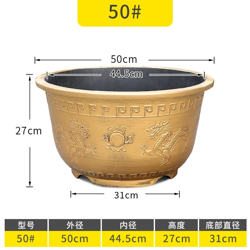 Vintage Resin Flower Pot with Historical Craftsmanship, Outer Diameter 29.5-149cm & Inner Diameter 25-130cm, Retro Planter for Indoor/Outdoor Garden Decoration