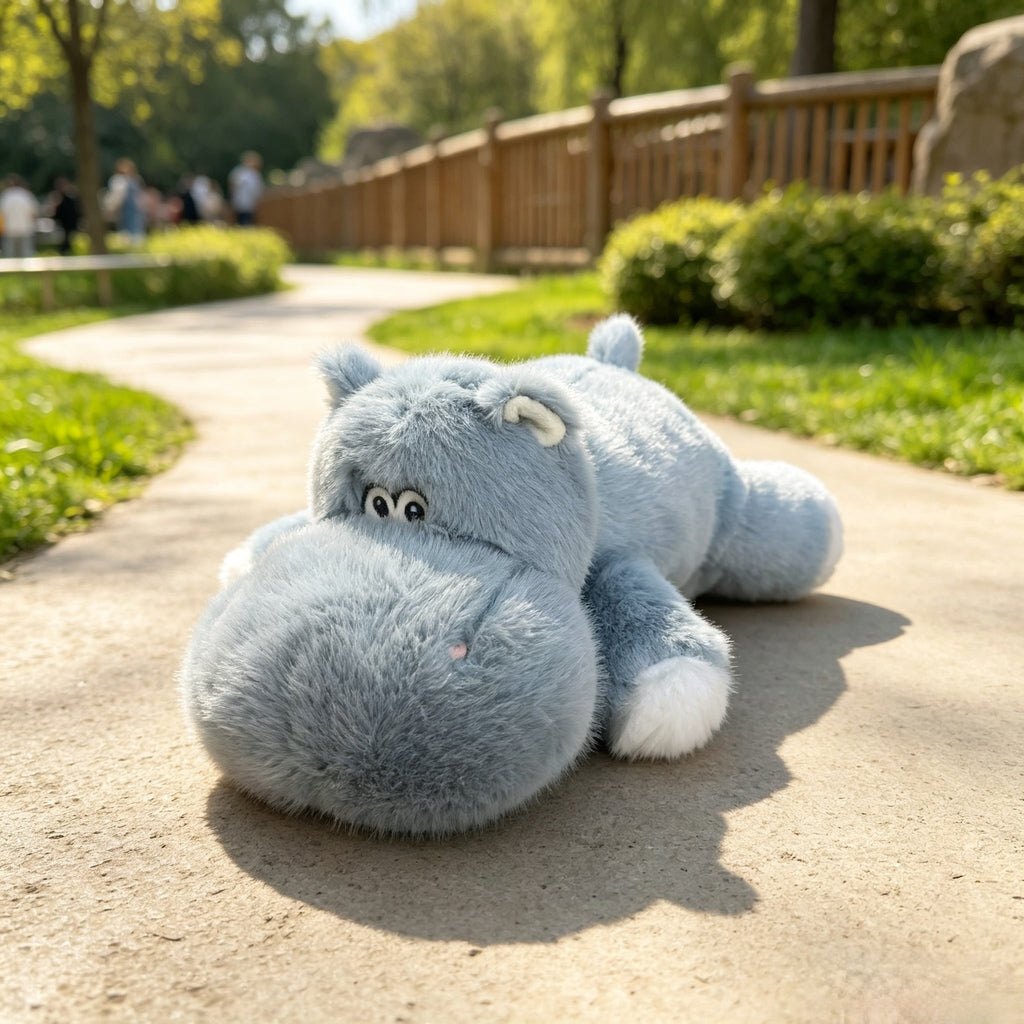 Cuddly Hippo Plush Toy, 28 cm Soft Animal Friend in Purple Orange or Blue for Cozy Rooms and Gifts