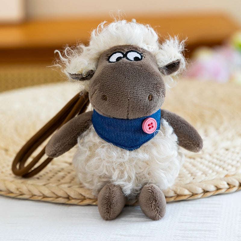 Fluffy Lamb Plush Bag Charm, 13 cm Mini Sheep Keychain with Scarf or Backpack for Handbags, Backpacks and Thoughtful Gifts