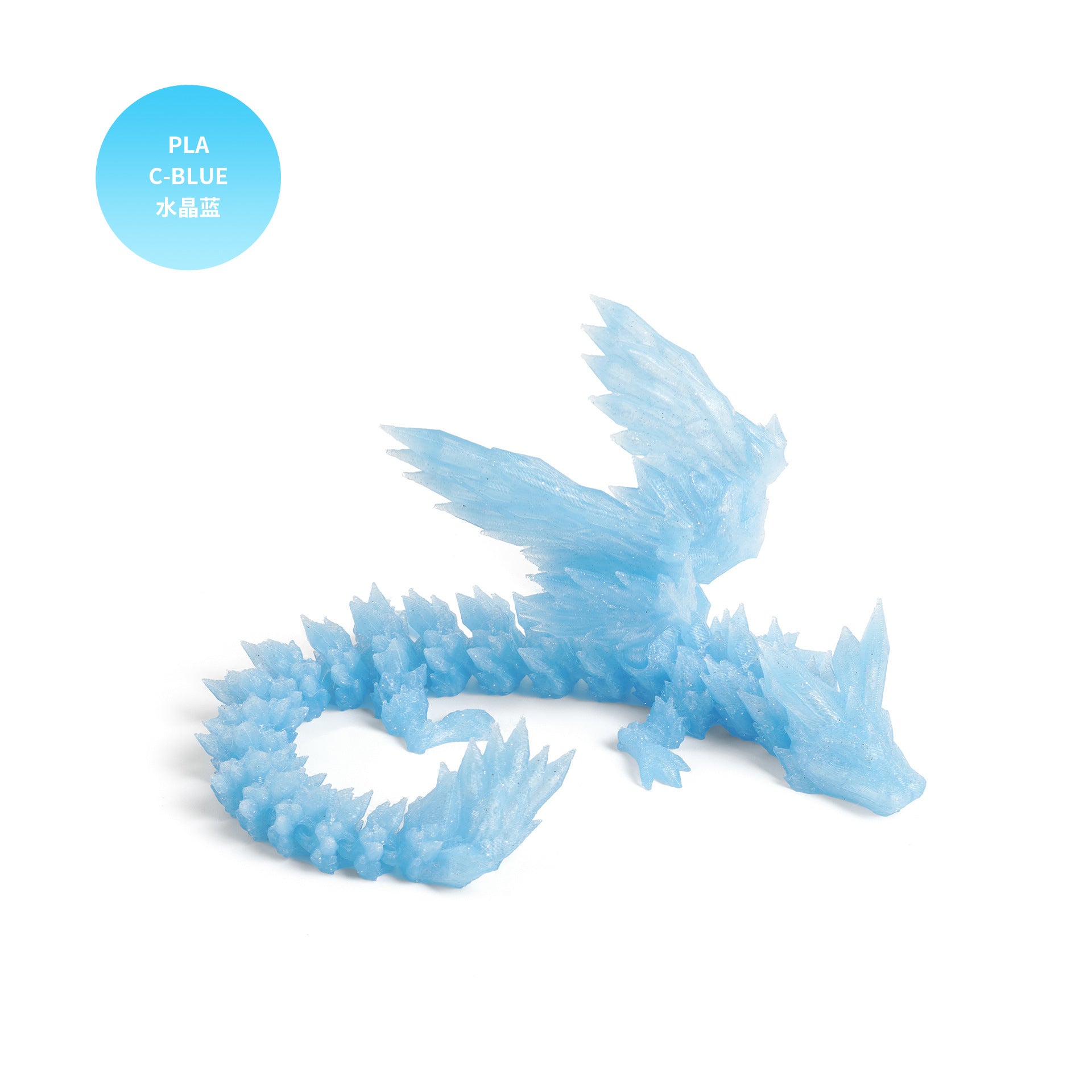 Articulated Crystal Dragon Figurine - 3D Printed Flexible Jointed Dragon Statue, Collectible Decor for Desk, Shelf, or Fantasy Gift