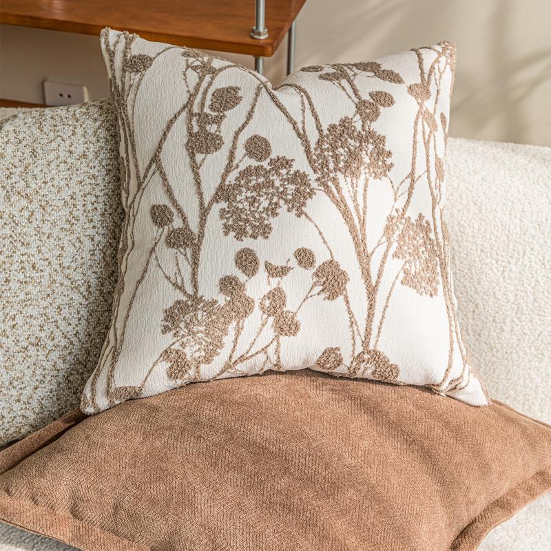 Warm Neutral Textured Pillow Cover, 45 x 45 cm Dandelion and Oatmeal Cushion Case for Cozy Sofas and Bedrooms