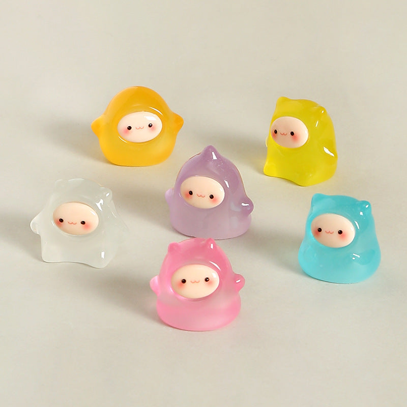Pastel Ghost Miniatures, Complete 6 Piece Little Spirit Figurine Set for Fairy Gardens, Desks and Playful Seasonal Decor
