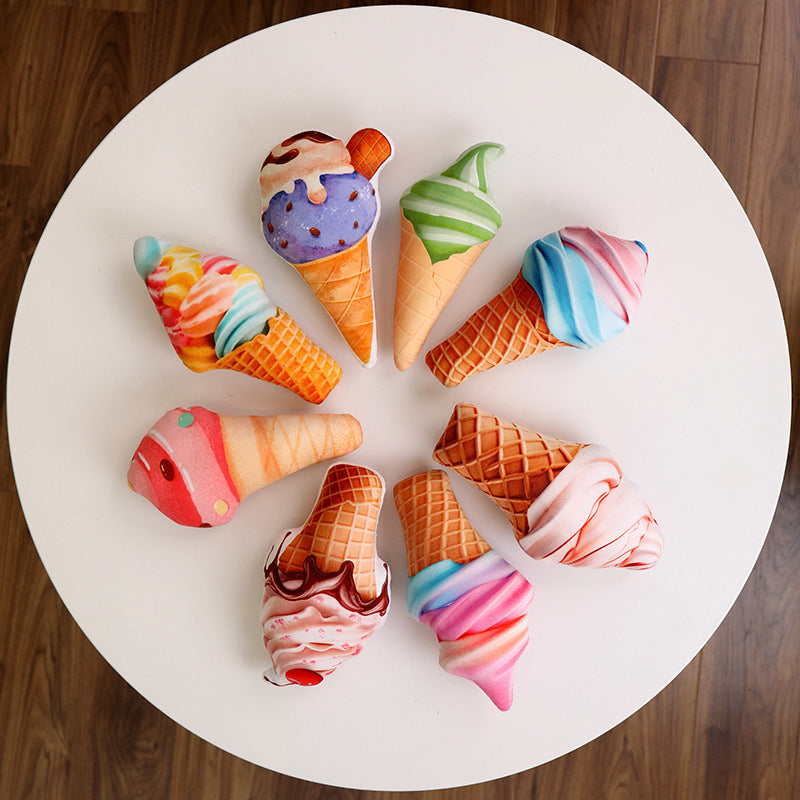 Whimsical Ice Cream Cone Plush Toy, 22 or 30 cm Soft Dessert Cushion in Colorful Swirl, Cherry, Matcha and Chocolate Styles