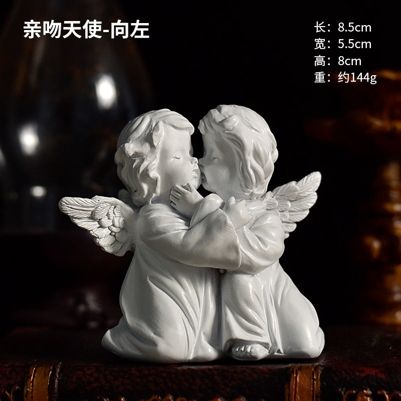 Praying Cherub Angel Figurine, White Vintage-Inspired Desk Sculpture in 16 Poses for Shelves and Thoughtful Gifts