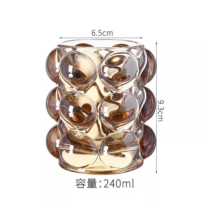 Sculptural Bubble Glass Pen Holder, Clear, Amber, Smoke or Iridescent Desk Cup for Brushes and Creative Workspaces
