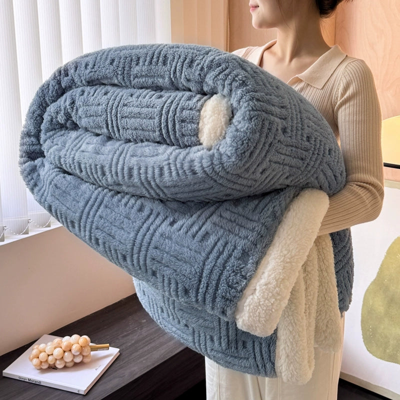Handmade Coral Fleece Lamb Fleece Blanket