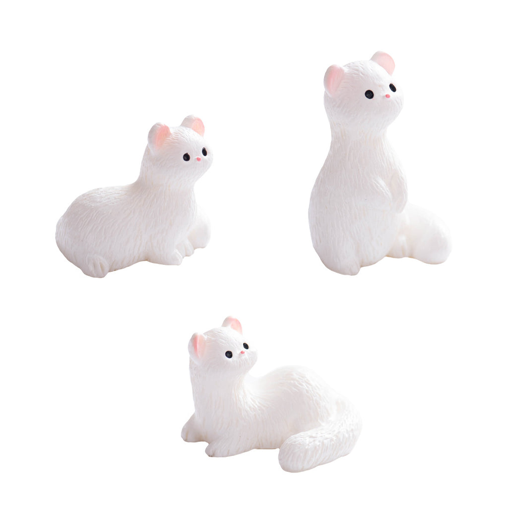 Mini Ferret Figurine in Three Curious Poses, Tiny Animal Accent for Fairy Gardens, Desks, Bookshelves and Nature Lovers