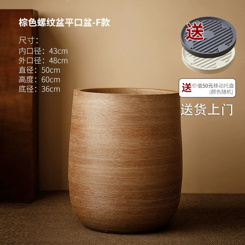 Large caliber ceramic flower pot villa courtyard turtle backed bamboo tree planting green plant vat decoration floor to ceiling large vase