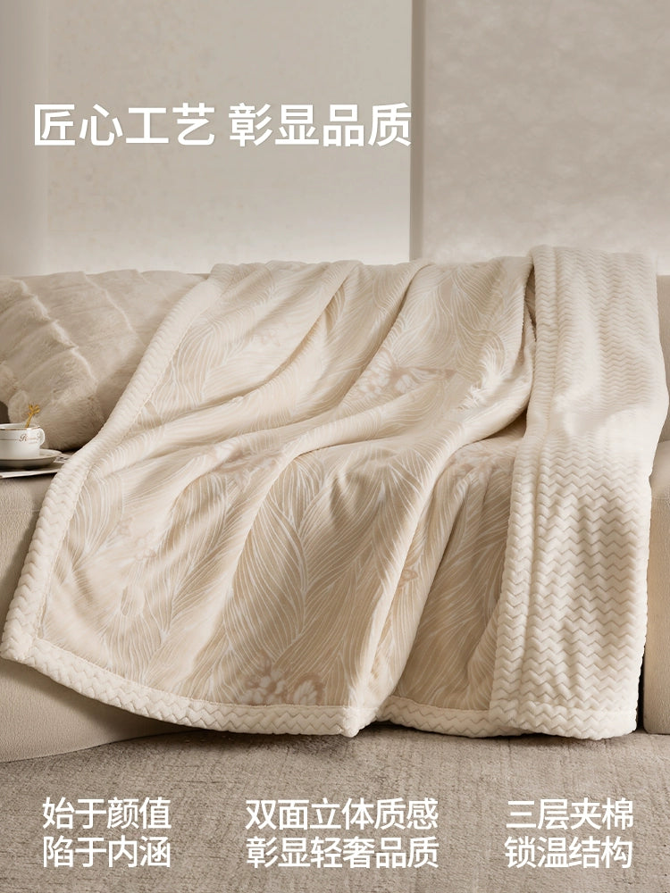 Luxury Carved Milk Velvet Warm Blanket