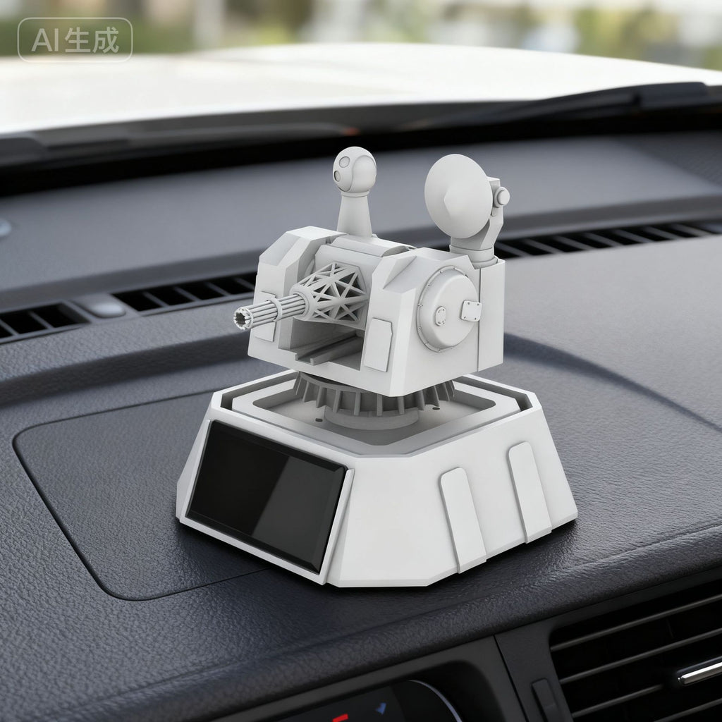 Mini Turret-Inspired Car Dashboard Ornament in Gray or Camouflage, Mechanical-Style Accent for Playful Car Interiors