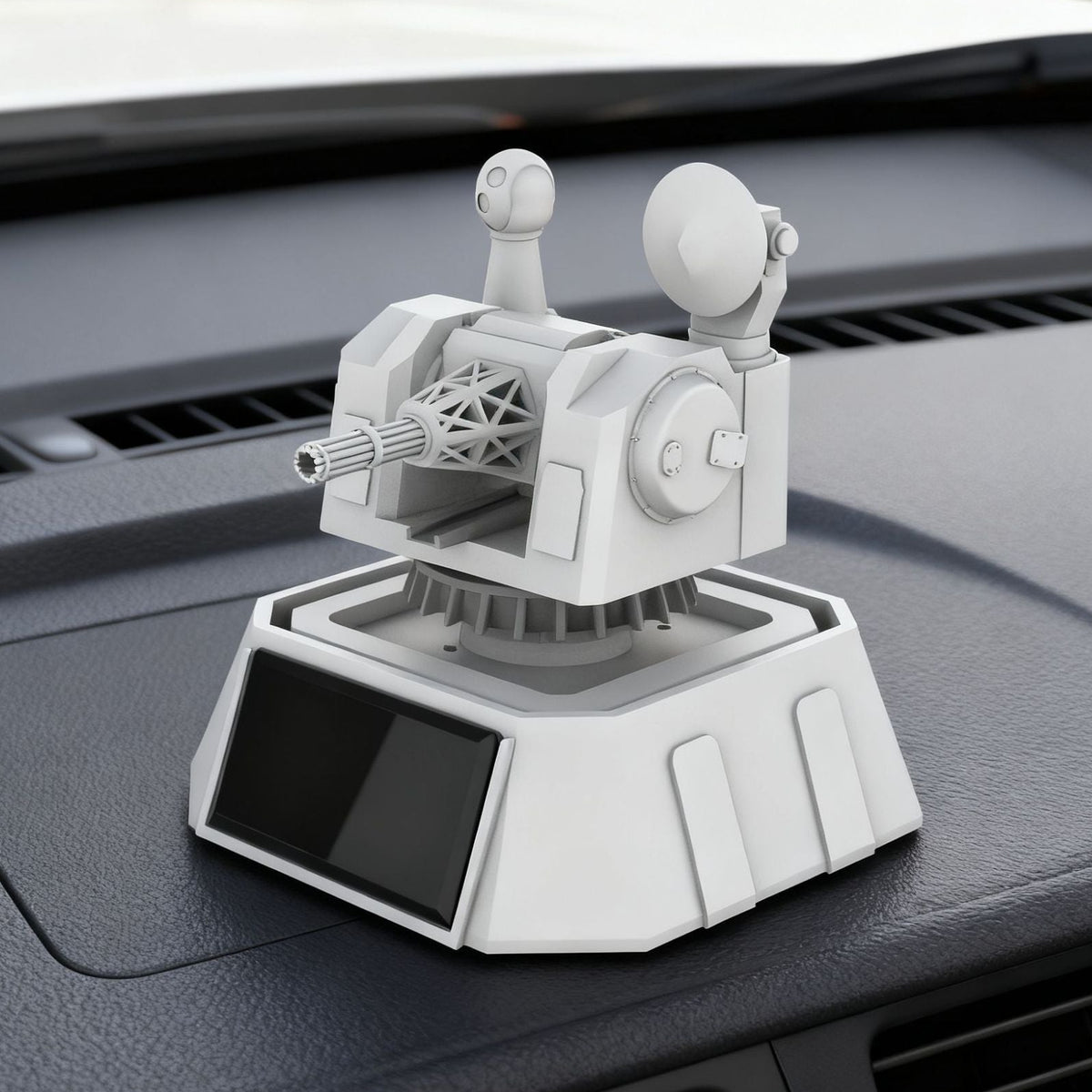 Mini Turret-Inspired Car Dashboard Ornament in Gray or Camouflage, Mechanical-Style Accent for Playful Car Interiors