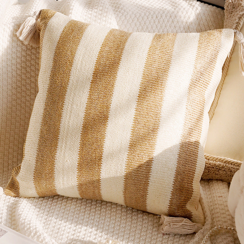 Cream and Cocoa Textured Pillow Covers, Floral, Tassel and Geometric Designs for Cozy Living Rooms and Bedrooms