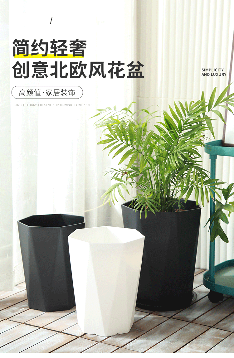 Simple and modern diamond shaped polygonal flowerpot, light luxury