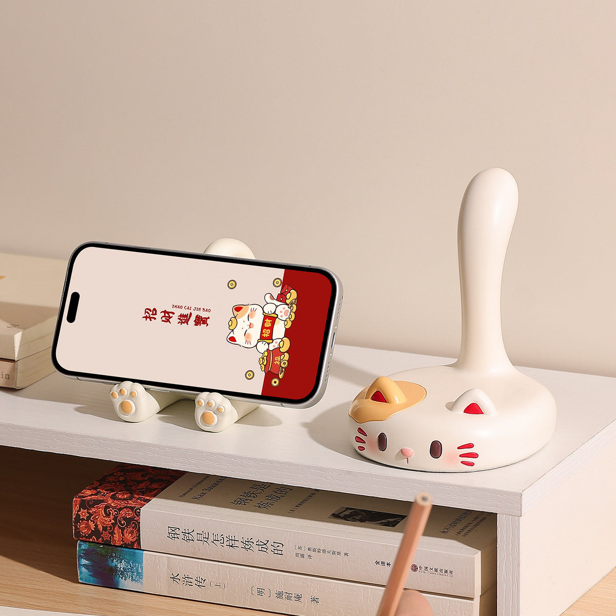 Whimsical Cat and Bunny Phone Stands, Decorative Desktop Holders for Workspaces and Thoughtful Gifts
