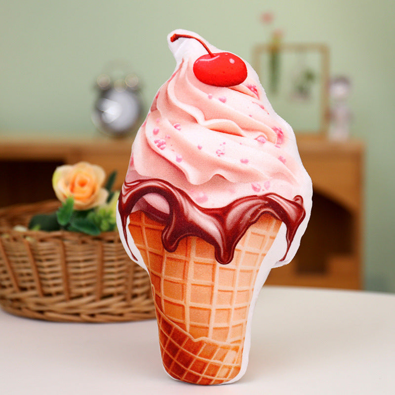Whimsical Ice Cream Cone Plush Toy, 22 or 30 cm Soft Dessert Cushion in Colorful Swirl, Cherry, Matcha and Chocolate Styles