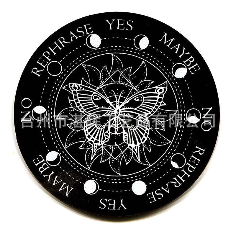 黑白七星阵摆盘松木能量板木质雕刻图案工艺品家居冥想摆件挂饰