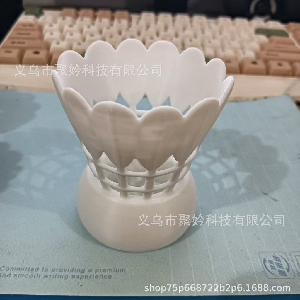 Badminton Shuttlecock Pencil Holder, Sculptural Desk Organizer in White or Black for Pens, Brushes and Playful Workspaces