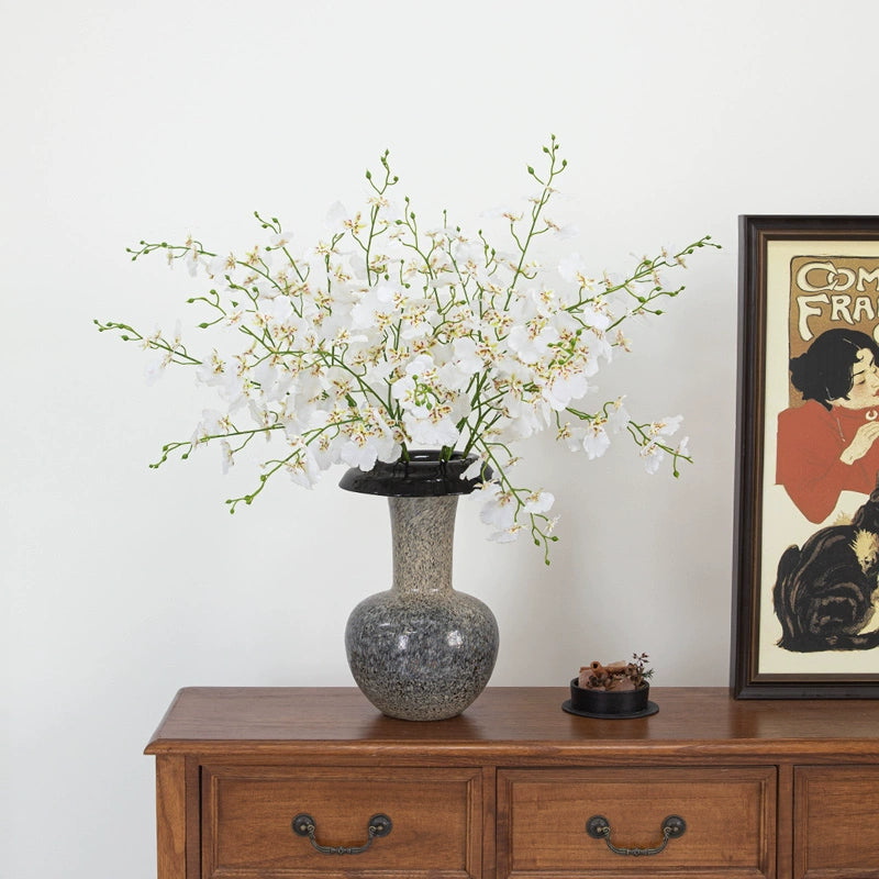 Black glass wabi sabi style vase
