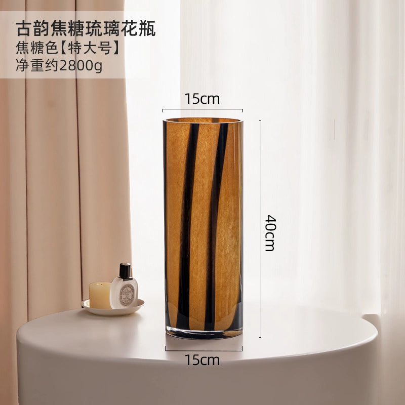 Caramel colored antique glass vase