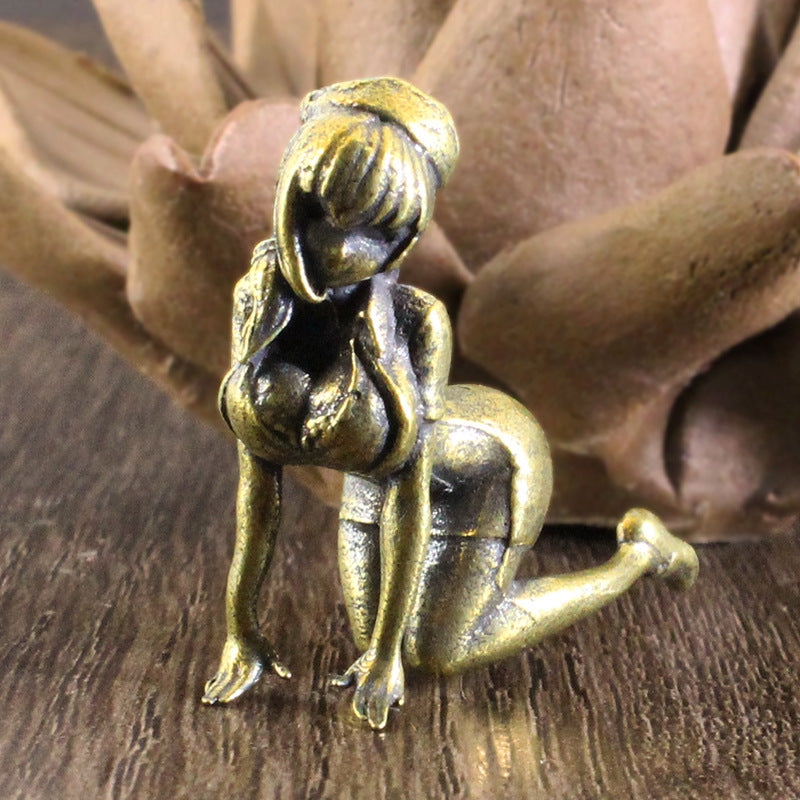 Tiny Kneeling Woman Sculpture, Gold Tone or Silver Tone Mini Figurine for Desks, Shelves, Miniature Scenes and Thoughtful Gifts