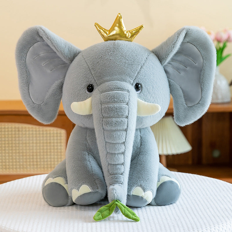 Whimsical Elephant Plush Toy, 25 cm Pink Bow or Gray Crown Stuffed Animal for Cozy Shelves, Playful Bedrooms and Thoughtful Gifts