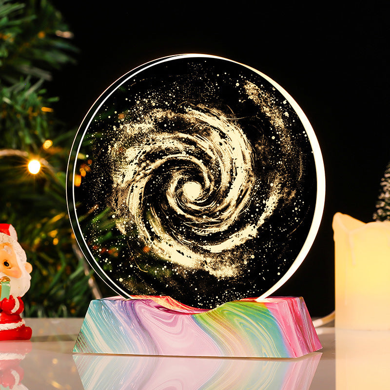 Crystal Planetary Energy Decor: Chakra Balancing & Luck Transformation Ornament (LED Base)