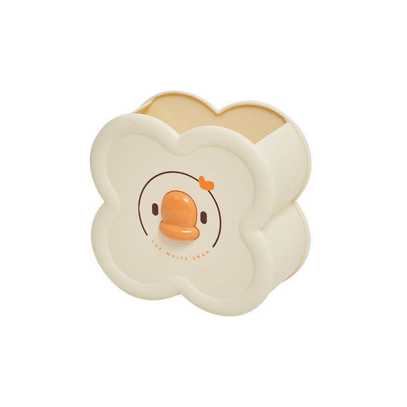 Whimsical Duck Face Pen Holder, Cream Flower or Round Desk Organizer for Pens, Brushes and Cheerful Workspaces