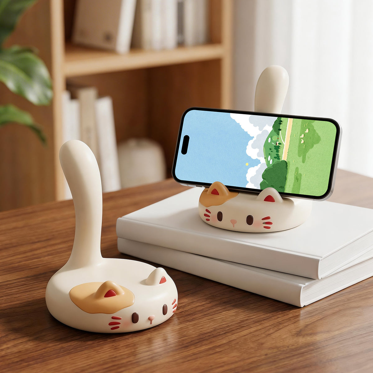 Whimsical Cat and Bunny Phone Stands, Decorative Desktop Holders for Workspaces and Thoughtful Gifts