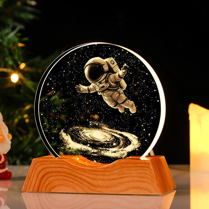 Crystal Planetary Energy Decor: Chakra Balancing & Luck Transformation Ornament (LED Base)