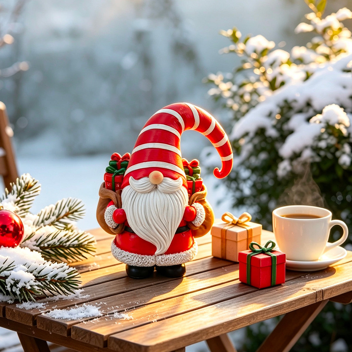Whimsical Christmas Gnome Figurines, Gingerbread Pair or Festive Santa Accent for Cozy Desks, Mantels and Holiday Gifts