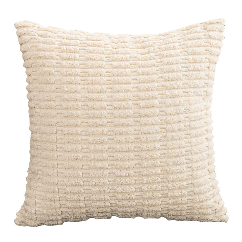 Cream Ribbed Corduroy Pillow Cover, 18 x 18 Inch Textured Cushion Case for Cozy Sofas, Beds and Neutral Living Rooms