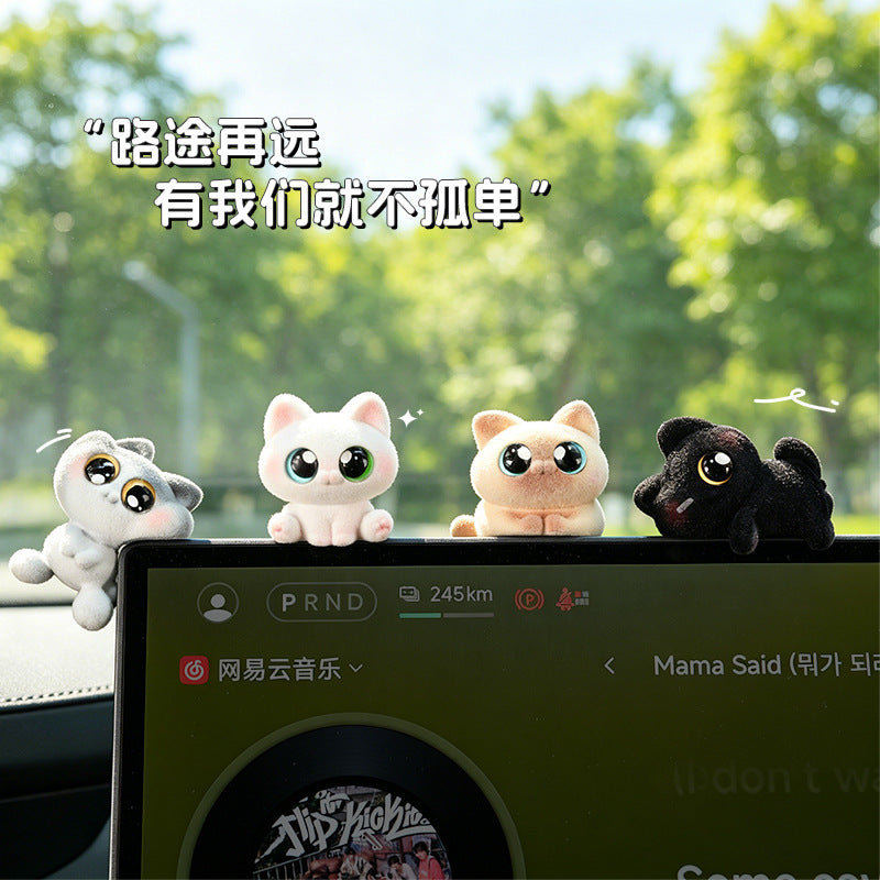 Playful Peeking Cat Car Accent, Mini Resin Dashboard Figurine in Six Cat Styles for Car Interiors, Desks and Small Gifts