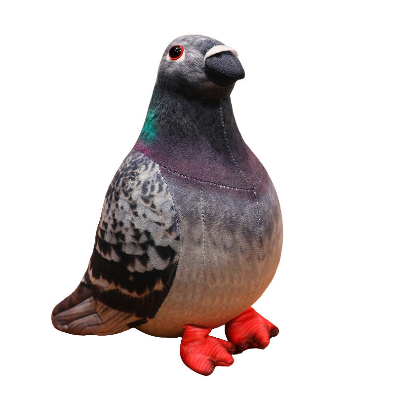 Realistic Pigeon Plush Toy, 25 cm Gray Bird Stuffed Animal with Red Feet for Wildlife Lovers and Cozy Shelf Decor