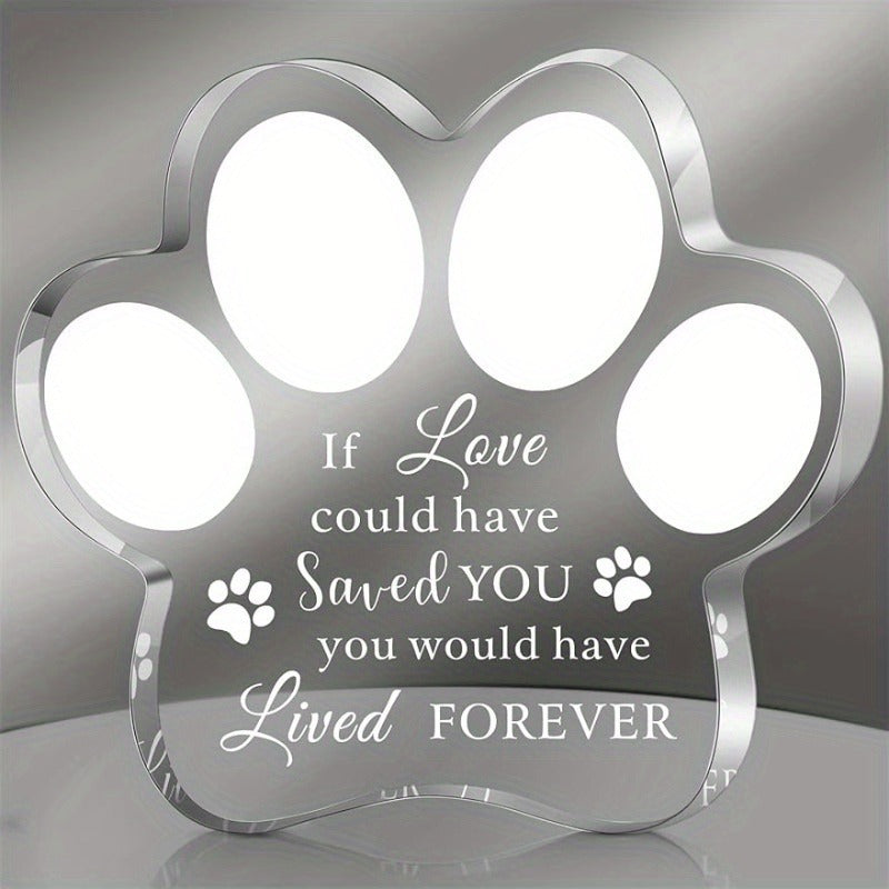 Pet Memorial Acrylic Paw Print Plaque – Dog & Cat Loss Keepsake | Sympathy Gift for Grieving Pet Owners