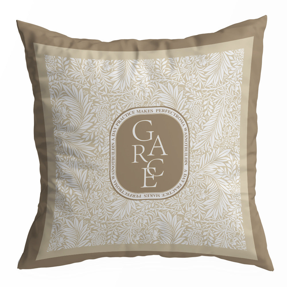 Black and Cream Decorative Pillow Cover, Retro Floral and Geometric Prints, 45 x 45 cm Sofa Cushion Cover