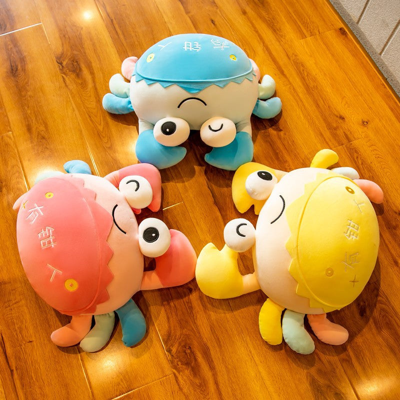 Cute Colorful Crab Plush Toy, 25 cm Soft Stuffed Sea Animal in Pink Blue or Yellow for Cozy Rooms and Playful Gifts