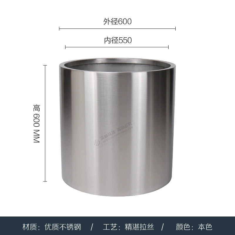Nordic Creative Cylindrical Stainless Steel Flower Pot - Modern Planter with Diverse Visual Aesthetics for Indoor & Outdoor Decoration