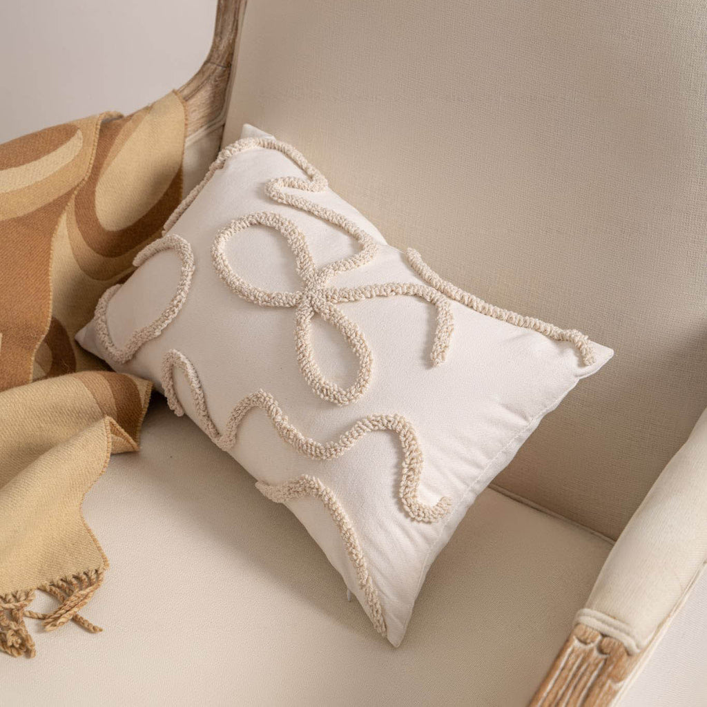 Textured Fringe Pillow Cover in Warm Neutrals, Decorative Cushion Case for Sofas, Beds and Cozy Living Rooms