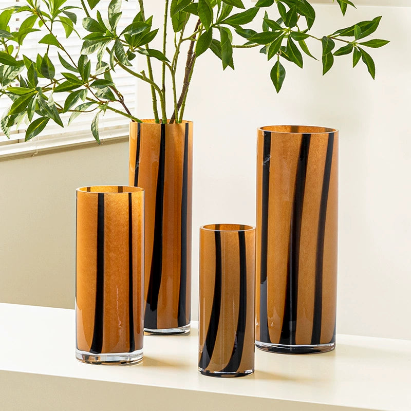 Caramel colored antique glass vase