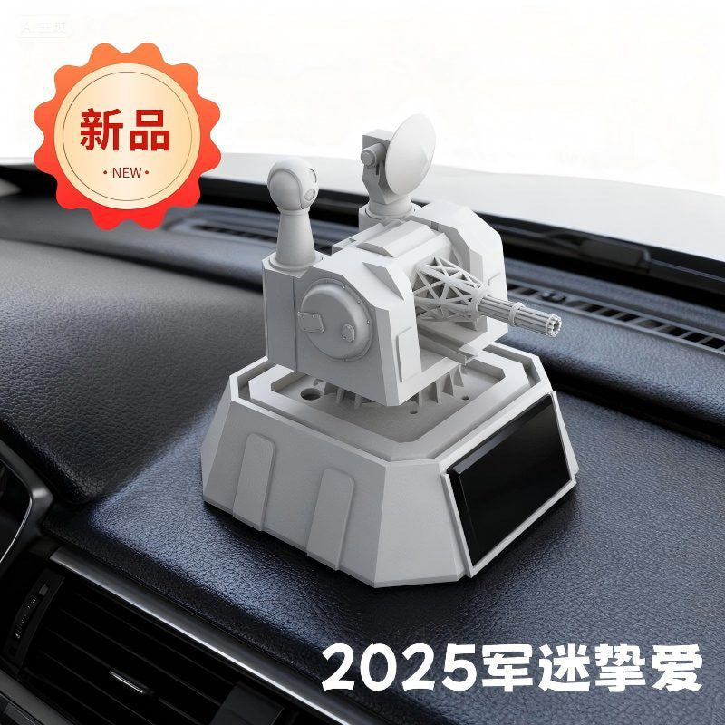 Mini Turret-Inspired Car Dashboard Ornament in Gray or Camouflage, Mechanical-Style Accent for Playful Car Interiors