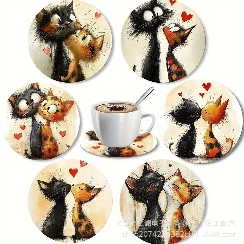 跨境木质餐垫图案圆形木质杯垫家庭派对餐桌餐垫用品装扮木质杯垫